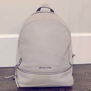 Michael Kos Leather Backpack in Grey. Medium sized.